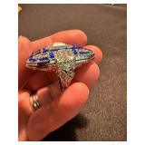 Unbranded Costume Ring Lot 2 Blue Rhinestone Statement Cocktail Rings