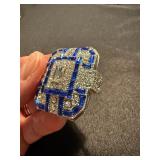 Unbranded Costume Ring Lot 2 Blue Rhinestone Statement Cocktail Rings
