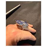 Unbranded Costume Ring Lot 2 Blue Rhinestone Statement Cocktail Rings