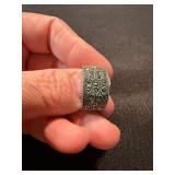 Sterling Silver Ring Lot 2 Wide Band Marcasite Style Size 7 See Photos