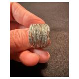 Sterling Silver Ring Lot 2 Wide Band Marcasite Style Size 7 See Photos
