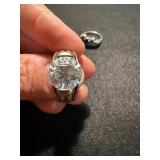 Sterling Silver Ring Lot .925 Clear Solitaire & Blue Stone Cluster