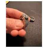 Sterling Silver Ring Lot .925 Clear Solitaire & Blue Stone Cluster