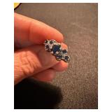 Sterling Silver Ring Lot .925 Clear Solitaire & Blue Stone Cluster