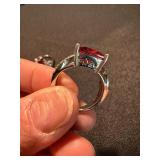 Silver Tone Statement Ring Lot Red Pink Rhinestone Cocktail Jewelry