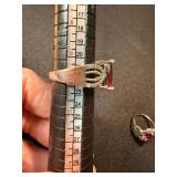 Silver Tone Statement Ring Lot Red Pink Rhinestone Cocktail Jewelry