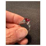 Silver Tone Red Stone Fashion Rings Pair Statement Costume Jewelry