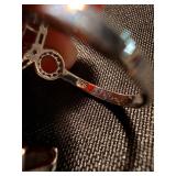 Silver Tone Red Stone Fashion Rings Pair Statement Costume Jewelry