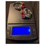 Silver Tone Red Stone Fashion Rings Pair Statement Costume Jewelry