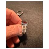 Sterling Silver Red Stone Ring Lot 2 Pc Square Halo Style See Photos