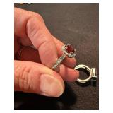 Sterling Silver Red Stone Ring Lot 2 Pc Square Halo Style See Photos