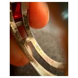 Sterling Silver Red Stone Ring Lot 2 Pc Square Halo Style See Photos