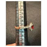 Sterling Silver Red Stone Ring Lot 2 Pc Square Halo Style See Photos