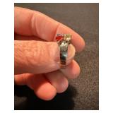 Sterling 925 Multicolor Gem Ring & Amber Tone Statement Ring Lot