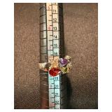 Sterling 925 Multicolor Gem Ring & Amber Tone Statement Ring Lot