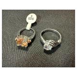 Sterling 925 & Silver Tone Statement Ring Lot Clear Stone Size 6