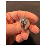 Sterling 925 & Silver Tone Statement Ring Lot Clear Stone Size 6