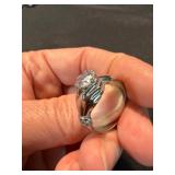 Sterling 925 & Silver Tone Statement Ring Lot Clear Stone Size 6