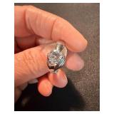 Sterling 925 & Silver Tone Statement Ring Lot Clear Stone Size 6