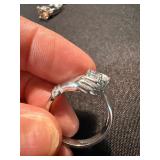 Sterling 925 & Silver Tone Statement Ring Lot Clear Stone Size 6
