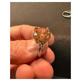 Sterling 925 & Silver Tone Statement Ring Lot Clear Stone Size 6