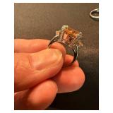 Sterling 925 & Silver Tone Statement Ring Lot Clear Stone Size 6