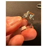 Sterling 925 & Silver Tone Statement Ring Lot Clear Stone Size 6