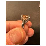 Sterling 925 & Silver Tone Statement Ring Lot Clear Stone Size 6
