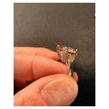 Sterling 925 & Silver Tone Statement Ring Lot Clear Stone Size 6