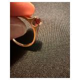 Vintage 10K Yellow Gold Red Stone Ring Modernist Size 13 Good