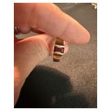 Vintage 10K Yellow Gold Red Stone Ring Modernist Size 13 Good