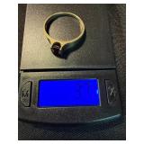 Vintage 10K Yellow Gold Red Stone Ring Modernist Size 13 Good