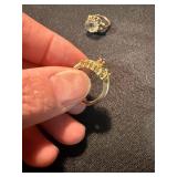 Vintage Costume Ring Lot 3 Gold Tone Red Rhinestone Clear Stone