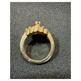 Vintage Costume Ring Lot 3 Gold Tone Red Rhinestone Clear Stone