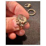 Vintage Costume Ring Lot 3 Gold Tone Red Rhinestone Clear Stone