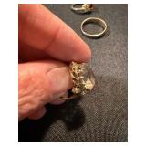 Vintage Costume Ring Lot 3 Gold Tone Red Rhinestone Clear Stone