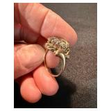 Vintage Costume Ring Lot 3 Gold Tone Red Rhinestone Clear Stone