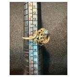 Vintage Costume Ring Lot 3 Gold Tone Red Rhinestone Clear Stone