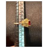 Vintage Costume Ring Lot 3 Gold Tone Red Rhinestone Clear Stone