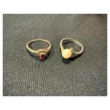 Vintage Costume Jewelry Ring Lot Red Stone Faux Pearl Silver Tone