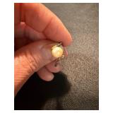 Vintage Costume Jewelry Ring Lot Red Stone Faux Pearl Silver Tone
