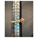 14K 10K Gold Ring Lot 3 Pc Band Red Stone Cluster See Photos