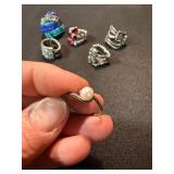Mixed Costume Fashion Ring Lot 6 Pc Rhinestone Pearl Statement Rings