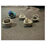Mixed Costume Fashion Ring Lot 6 Pc Rhinestone Pearl Statement Rings