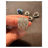 Mixed Costume Fashion Ring Lot 6 Pc Rhinestone Pearl Statement Rings
