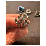 Mixed Costume Fashion Ring Lot 6 Pc Rhinestone Pearl Statement Rings