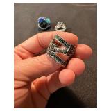 Mixed Costume Fashion Ring Lot 6 Pc Rhinestone Pearl Statement Rings