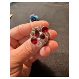 Mixed Costume Fashion Ring Lot 6 Pc Rhinestone Pearl Statement Rings