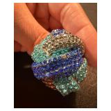Mixed Costume Fashion Ring Lot 6 Pc Rhinestone Pearl Statement Rings