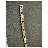 2 Fashion Bracelets Rhinestone Heart Link & Twist Link Mixed Metal Lot
